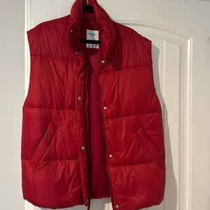 Red Oversized A&F Puffer Vest
